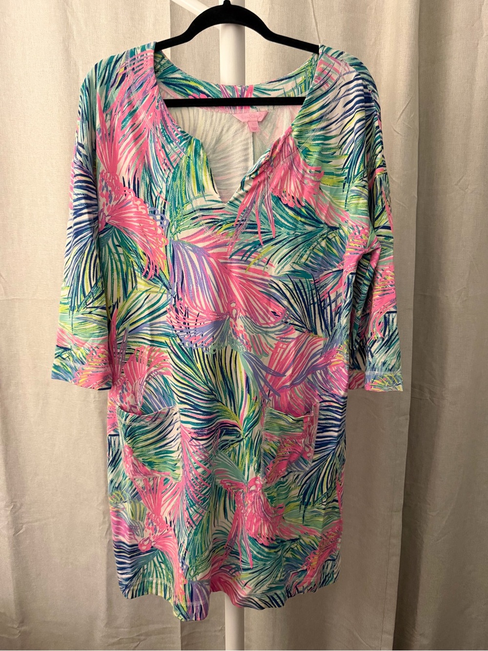 Lily Pulitzer Women’s Swim Cover-Up Tunic in Pink & Multi Tropical Print